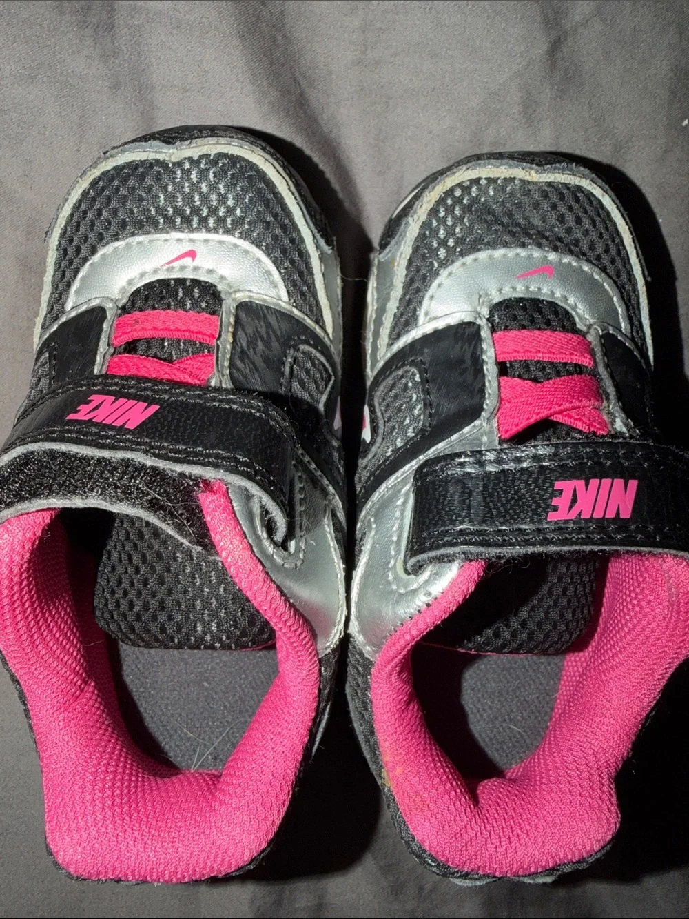 Nike Kids Black and Pink Velcro Athletic Sneakers
